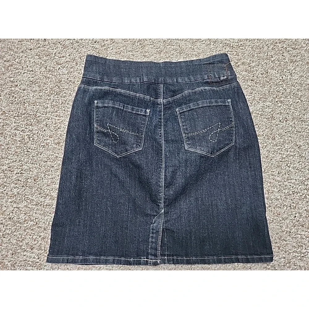 Jag Jeans Denim Skirt Pull On Dark Rinse Cotton Blend Back Kick 30x20